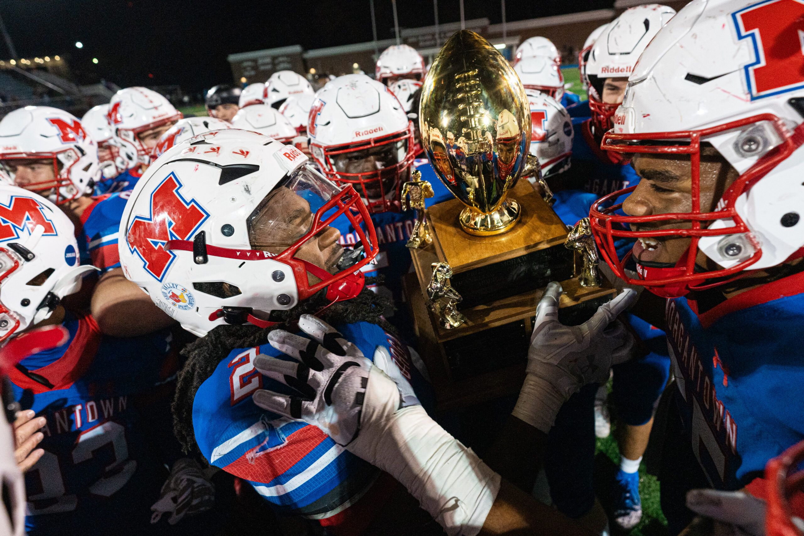 A.J. Thomas rushes for school-record seven touchdowns to lift Morgantown to 49-7 Mohawk Bowl victory